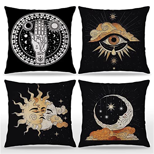 Udinaz Tarot The Sun Moon And Star Palmistry Hand Mystical 18 X 18 Inches Throw Pillow Covers Set Of 4,Bedroom Living Room Girls Room Home College Dorm Decor,Astrology Tarot Lovers Gifts Gifts #TOP2