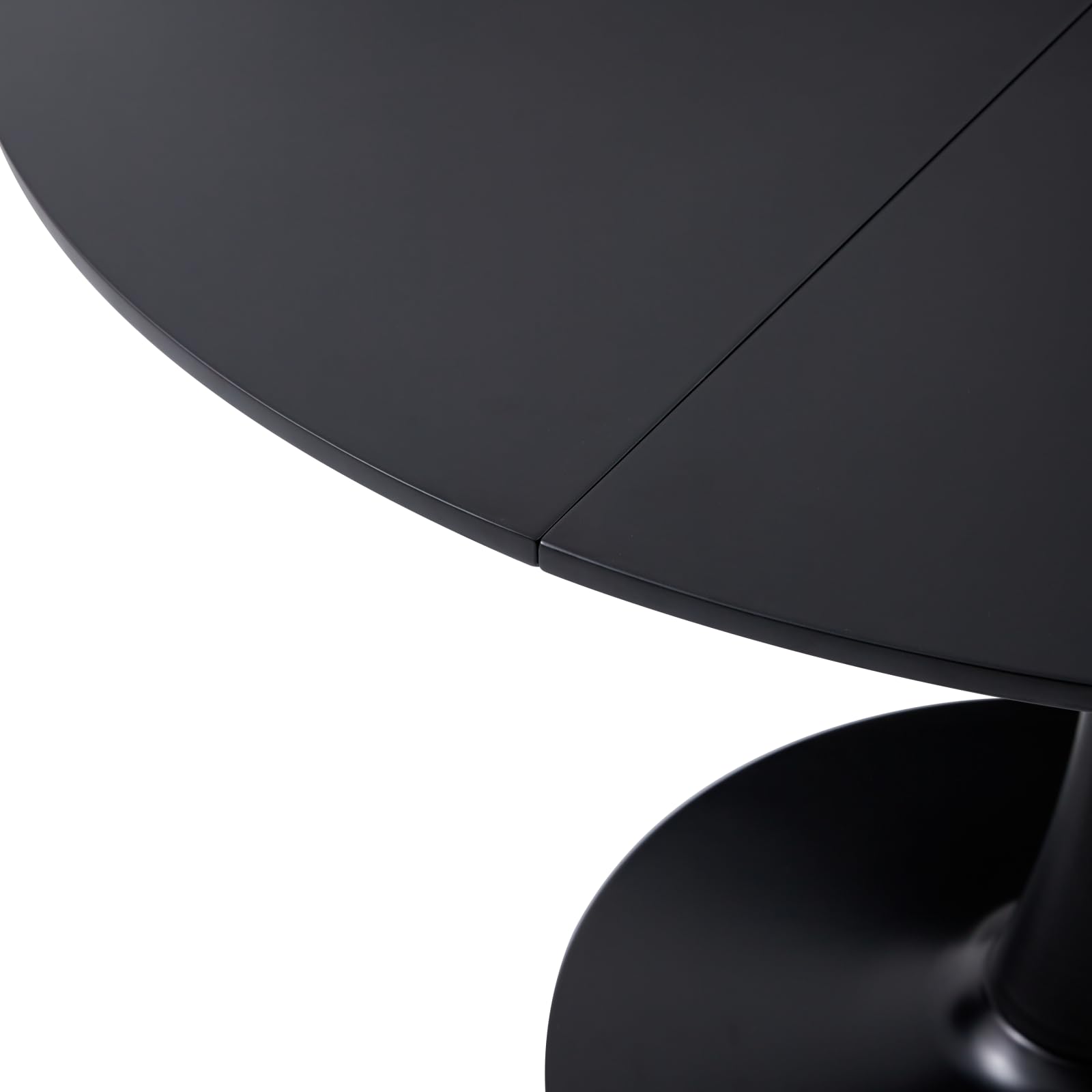 Mesa de Comedor Redonda de 110 cm, Negra, Mesa Grande para 4-6 Personas, Tablero de MDF con Patas de Hierro Resistentes, Ideal para Cocina, Sala de Estar, Comedor y cafetería