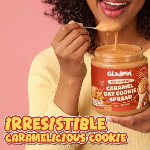 Image of Gladful Caramel Oat Cookie Spread | 300g | No Palm Oil | No Refined Sugar | Smooth & Creamy | Clean Ingredients