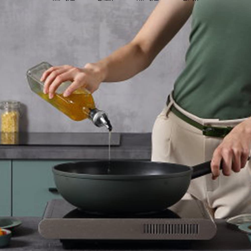 Wok Patelnia do smażenia z pokrywką, nieprzywierająca patelnia Woks, 100% powłoka wolna od PFOA, nieprzywierająca patelnia do gotowania, kompatybilna z indukcją, czarna (rozmiar: 28 cm)