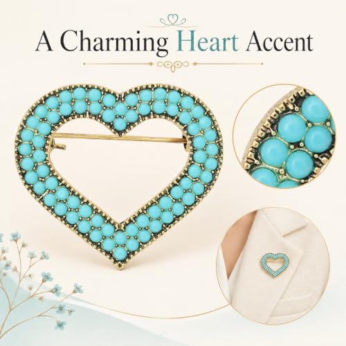 Image of Turquoise West Cowboy Oval Tear Drop Brooch Pin for Women Retro Brooches Pins Classic Fashion Jewelry Accessories Gift