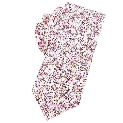 Image of Mantieqingway Floral Ties for Men Skinny Cotton Tie Flower Necktie