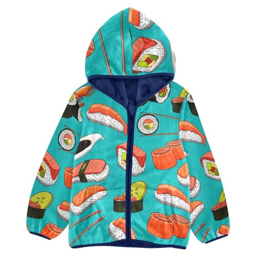 Image of Aflyko Boys Fleece Coat Blue Zip-Up Hoodie Girls Outerwear Kids Hooded Jacket 3-10T