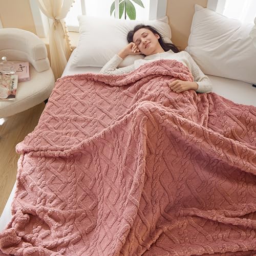 Mezzar Kuscheldecke Flauschig Decke,Kuscheldecke Fleecedecke Flanell Decke Wohndecken Couchdecke Decken für Sofa, Couch und Tagesdecke (Pink, 200 * 230)