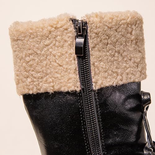 IWIHMIV Little Girls Riding Boots Toddler Girl Winter Boots Mid Calf Riding Shoes Soft Bottom Bow High Booties4