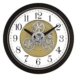 Couperos Real Moving Gear Wall Clock, 16 Inch Large Industrial Steampunk Wall Clock, Battery Operated Vintage Rustic Decorative Clock for Living Room Home Office Farmhouse, Black