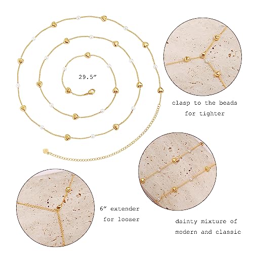 Pearl Waist Beads 18K Gold Belly Chain, Sexy Beach Bikini Body Chain, Trendy Heart Waist Jewelry Dainty Beach Accessories #TOP5