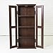 Walker Edison 4 Tier Shelf Living Room Storage Tall Bookshelf Cabinet Doors Home Office Tower Media Organizer, 41 Inch, Brown
