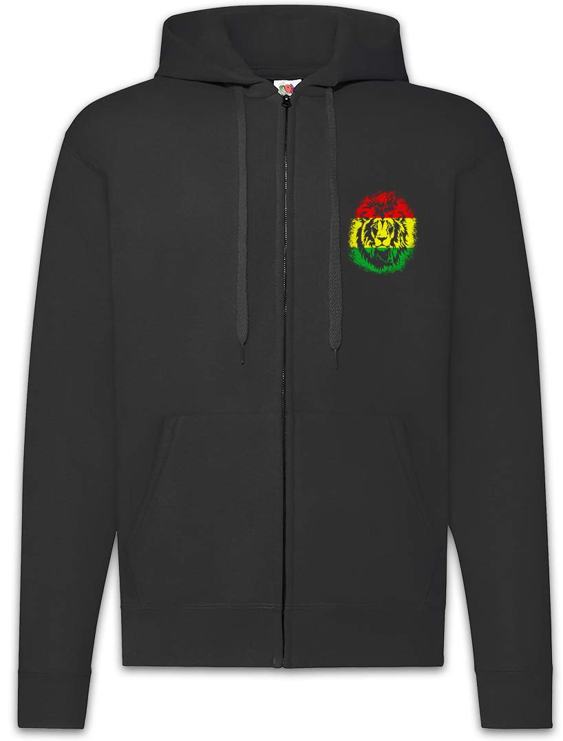 Urban Backwoods Rastafari Lion II Felpa da Uomo con Cappuccio Zip Hoodie Zipper