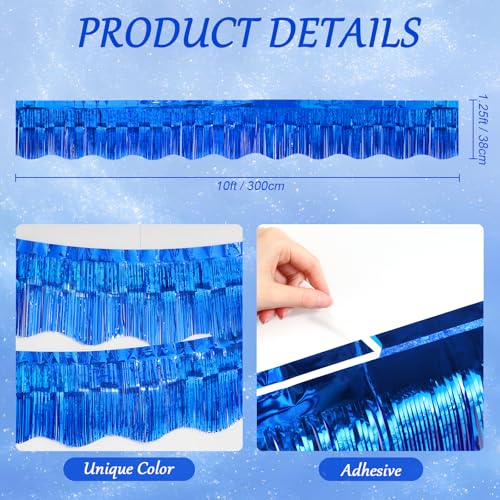 Image of LOLStar Sapphire Blue Foil Fringe Tinsel Garland, Streamers Banner, 6 Pack | 60Ft Tinsel Streamers, Shiny Sapphire Blue Tinsel Fringe Banners for Graduation, 4th of July, Parade Float Party Decor
