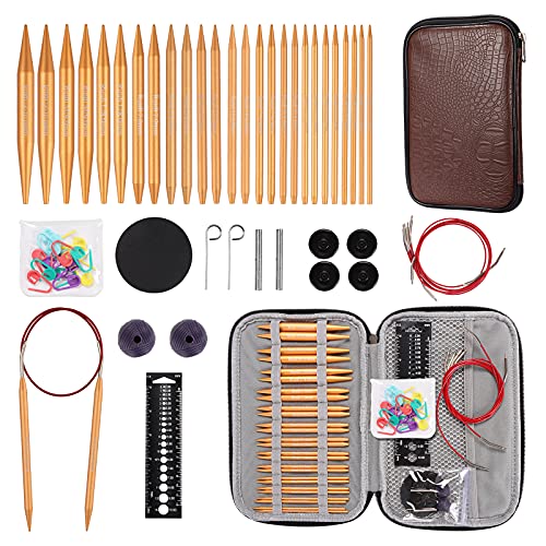 Ruidi 13 Pairs of Interchangeable Matte Gold Circular Knitting Needles