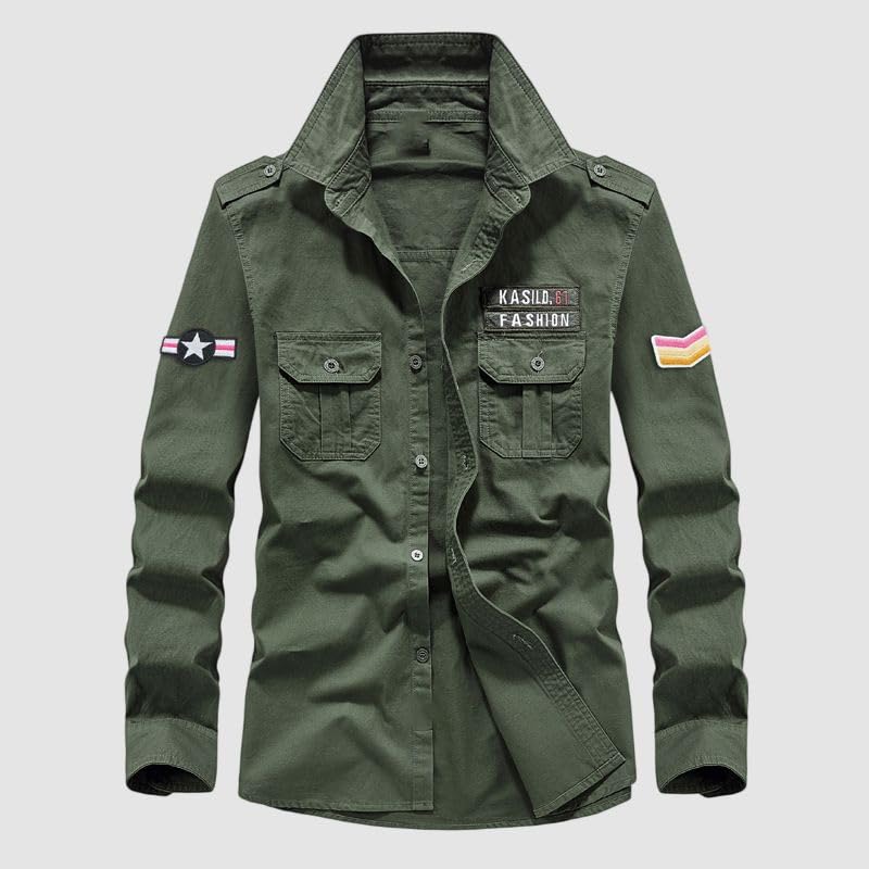 Chemise de travail homme en coton à manches longues et coupe ample résistante - 2