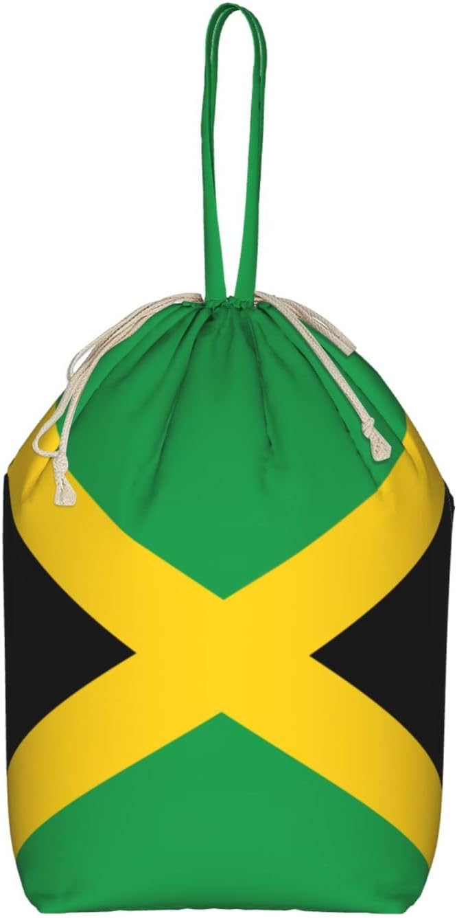 Oxford Flag of Jamaica Print Large-capacity drawstring laundry bag with Handles for Dorm,Hotel