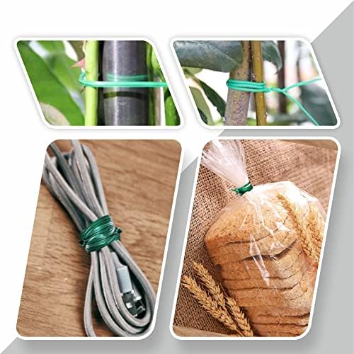 LEBEST Garden Twine Wire Plant Ties Heavy Duty Plastic Coated Twist Cord For Vine Clematis Tree Climbing Holding Gardening Metal Twisted String Reel With Dispenser & Cutter, Green 50M(1Pc) (XYZ)