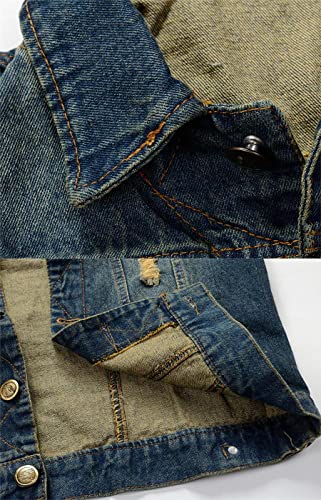 Image of ebossy Men's Ripped Distressed Denim Vest Sleeveless Button Up Jean Vest Jacket (Large, Dark Blue)