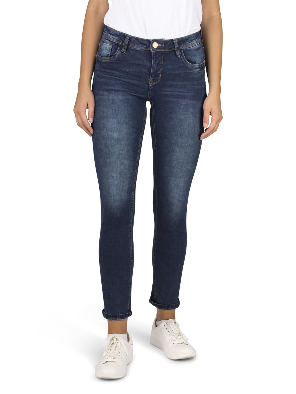 DENIMFY Jeans Damen lang Stretch Slim Fit Mid Waist DFElla Jeanshose