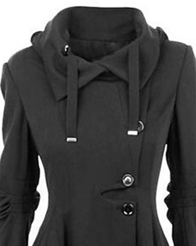 Damen Herbst Elegant Gothic Mäntel Kleider Trenchcoat Lang Parka mit Asymmetrisch Saum Jacke Windbreaker
