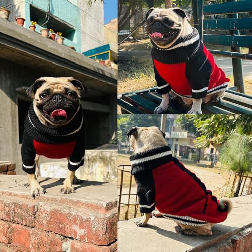 Image of Lulala Pet Puppy Clothes to Keep Warm in Autumn and Winter, Knitted Sweater, Teddy Poodle Clothes, Small Dogs Jacket Suitable for Pets (Red, 8 Inch)