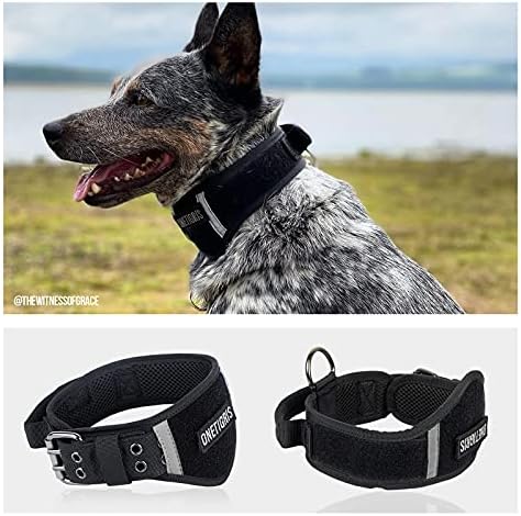OneTigris Adjustable Dog Collar, Tough Dog Collars Military Heavy Duty Tactical Collar Metal Buckle with Control Handle for Dog Training (XL, Black)