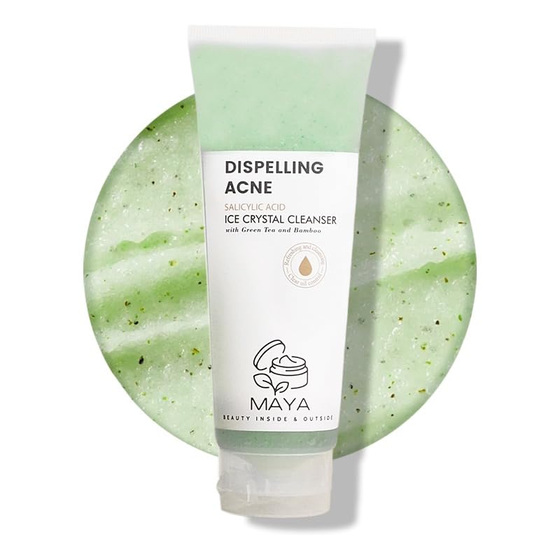 Gel de limpeza facial MAYA BEAUTY INSIDE & OUTSIDE com ácido salicílico 2% e extratos de chá verde e bambu, 120 g