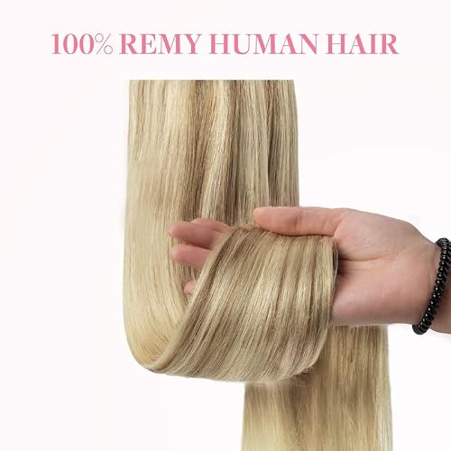 Goo Goo Ponytail Extension, Long Straight Wrap Around Clip In Handmade Real Human Hair For Women,Hair Piece Pony Tail Hair Extensions Hairpieces For Girls, Light Blonde Highlighted Golden Blonde, 75G 14Inch #TOP1