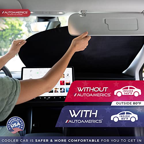 Autoamerics 2-Piece Windshield Sun Shade - Metallic Gray Foldable Car Front Window Sunshade For Most Cars Suv Truck Heat Blocker Visor Protector Blocks Max Uv Rays And Keeps Your Vehicle Cool - Medium #TOP6