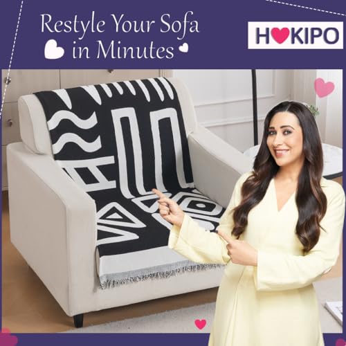 Image of HOKIPO Sofa Cover 1 Seater, 180x60 cm, Black
