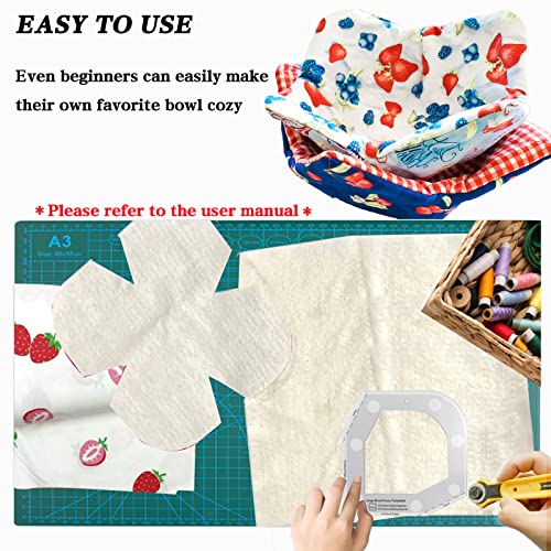 Bowl Cozy Pattern Template Cutting Ruler Set With Rotary Cutter And User Manual,Acrylic Stencils For Diy Arts Crafts Quilting Supplies,Quilting Rulers And Templates For Sewing（3 Sets Of 6 Sizes） #TOP3