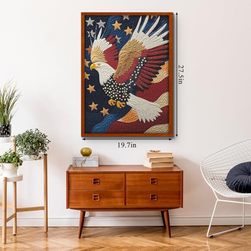Rompecabezas Águila con Bandera Americana para Adultos 1000 Piezas, Rompecabezas Patriótico del Águila Calva, Pájaro de la Libertad de Estados Unidos miniatura 4