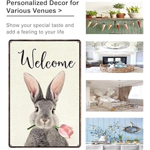Easter Gifts Funny Bunny Tulip Welcome Vintage Tin Sign for Home Room Yard Garden Party Easter Spring Decor 8x12 Inch (3093) Easter Gifts Funny Bunny Tulip Welcome Vintage Tin Sign for Home Room Yard Garden Party Easter Spring Decor 8×12 Inch 3093