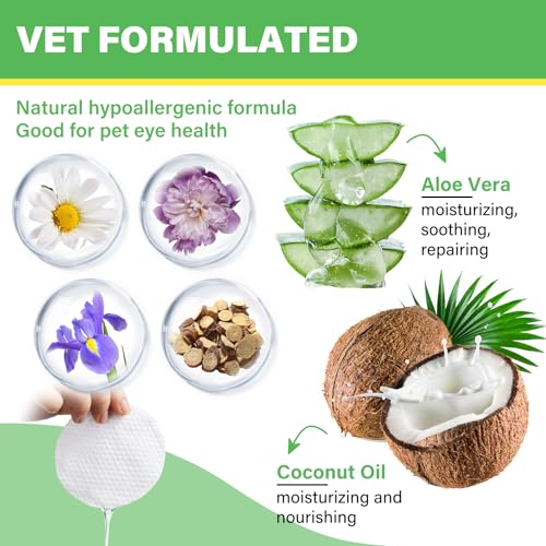 GJYC PET 3.2 Inch Dog Eye Wipes - Tear Stain Remover for Dogs, Gentle Formula for Cats and Dogs, Quick Care for Bright Fur, Thick, Soft and Skin-Friendly, Large Size, 120pcs - Thumbnail 3