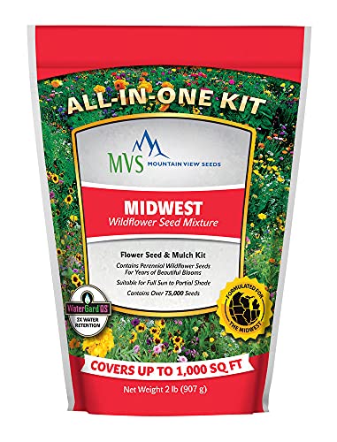 Mountain View Seeds 106485 Midwest Wildflower Grass Seed, 2-Pound