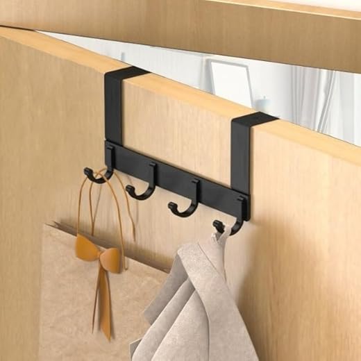 Door Behind Hook Punch-Free Traceless Wall-Mounted Hanger Rack Clothes Keys Bags Storage Holder Home Organizers (4 Hook)