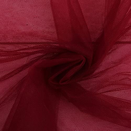 Image of Multi Purpose Solid Nylon Soft Net Combination Fabric - for Wedding, Parties, Costumes, and Decoration (16.4 x 4 Feet, Wine)