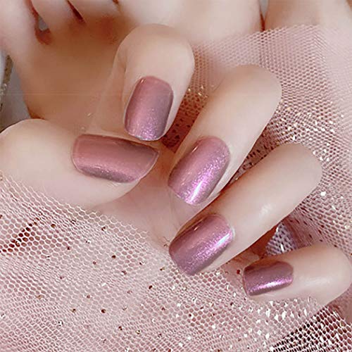Sethexy Glitter False Nails Square Short Pink Light Glossy Full Cover Art Design 24Pcs Fake Nail Tips for Women and Girls