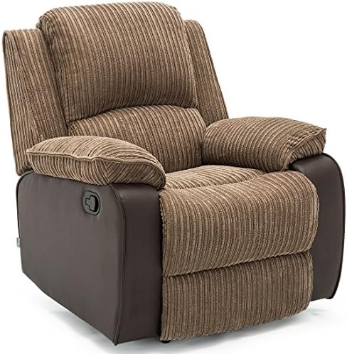More4Homes POSTANA JUMBO CORD FABRIC RECLINER ARMCHAIR LOUNGE HOME RECLINING CHAIR (Brown)