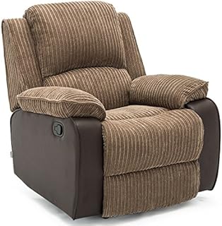 More4Homes POSTANA JUMBO CORD FABRIC RECLINER ARMCHAIR LOUNGE HOME RECLINING CHAIR (Brown)