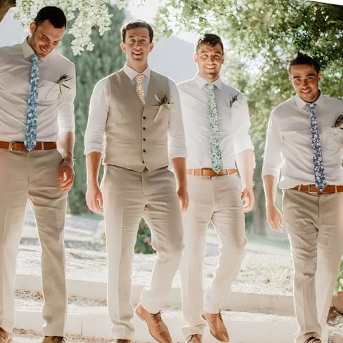 Image of Floral Ties for Men 2.56'' Men's Skinny Tie Mens Cotton Necktie for Groom Groomsmen Shirt Tuxedo Wedding Party Dance Business