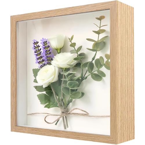 3D Bilderrahmen zum Befüllen 22 x 22cm, tiefer 3cm Holz Objektrahmen für...