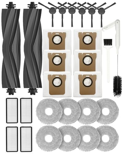 Yivy 28PCS Replacement Parts for Dreame L20 Ultra/L20 Ultra Complete, L30 Ultra/L30 Ultra Complete, Vacuum Cleaner Accessory Kit: 2 Main Brushes, 6 Side Brushes, 4 HEPA Filters, 6 Dust Bags, 8 Wipes