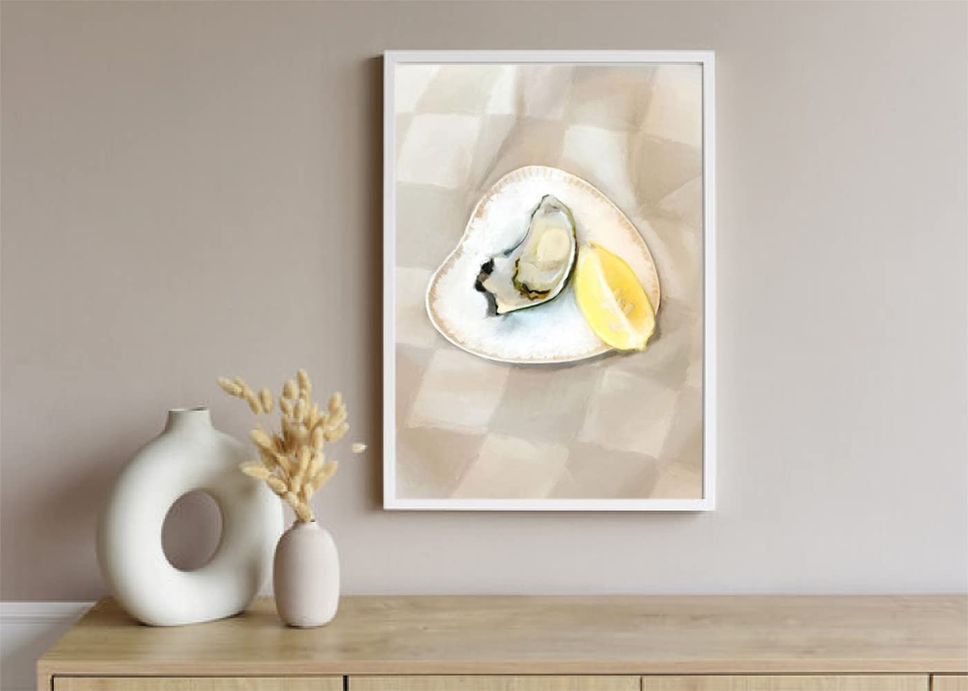 VERRE ART Printed Framed Canvas Painting for Home Decor Office Wall Studio Wall Living Room Decoration (10x14inch White Floater) - The Oyster Art Print