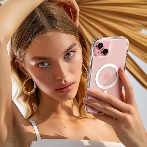 Image of DIZORO Crystal Clear Magnetic Magsafe Compatible with iPhone 15 Plus Case with Anti-Yellow Anti-Scratch Shockproof Transparent Cover