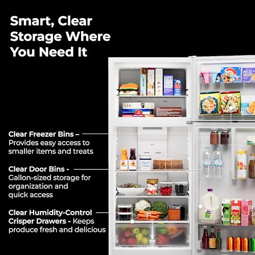 Image of Kenmore 30 inch Top Mount Refrigerator with Freezer - Adjustable Shelving, Humidity-Controlled Crispers, LED Lighting, ENERGY STAR Certified, Garage Ready, 20.2 cu. ft. Capacity - White