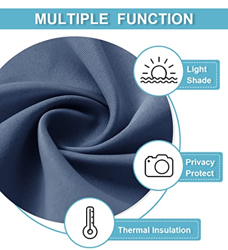 RYB HOME Bathroom Window Curtains - Super Soft Blackout Privacy Curtains for Baby Nursery Bedroom Basement Garege Workshop Kitchen Dining Living Room, W 29 x L 30, Stone Blue, 2 Pcs