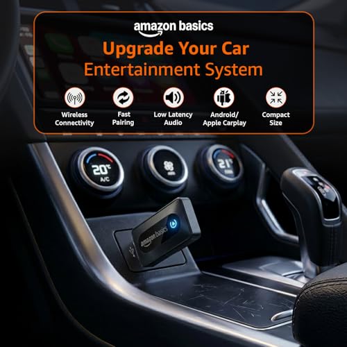 Image of Amazon Basics Car Play | Converts Wired Auto Android & CarPlay to Wireless | Bluetooth Connectivity | Only for Cars with OEM Installed Wired Android Auto /CarPlay | Black