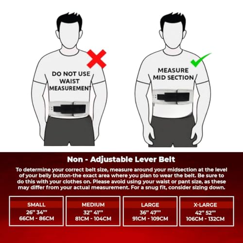 Image of 13MM Lever Gym Belt for Men & Women | 100% Full Grain Genuine Leather Powerlifting Belt | IPF Standard Weight Lifting Belt | White Belt with Black Buckle | Size X-Large