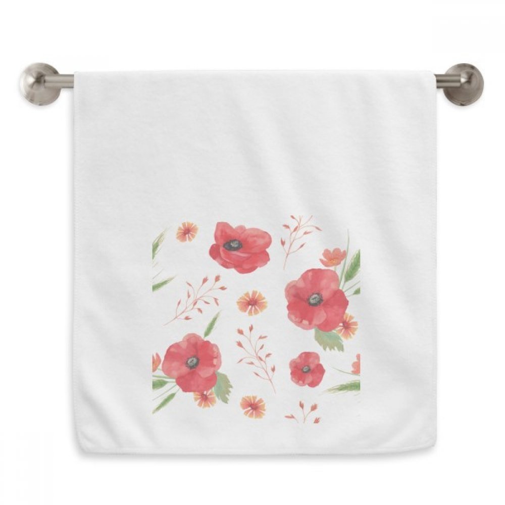 Linge de toilette blanc aquarelle fleurs et diadème de coquelicot en tissu moelleux de prestige