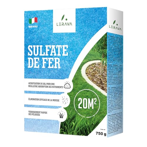 LERAVA Sulfate de Fer (20 m²) - Anti Mousse Gazon & Engrais Fer - Riche en Fer, Kalium, Magnésium - Sécurisé pour Animaux - Entretien Facile Toute l’Année -...