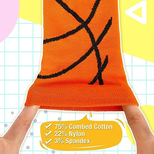 Shinymoon 112 Pcs Basketball Gifts Bulk 12 Pairs Basketball Socks for Girls Youth Athletic 100 Pcs Basketball Stickers3