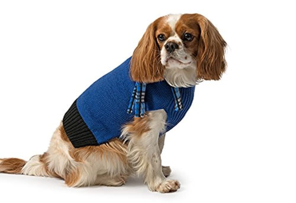 Ancol Scarf Dog Jumper Large Bright Knit with Black Hem and Check Scarf, Stylish Insulator for Cold Weather